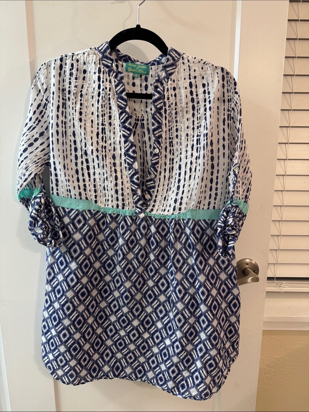 Antica Sartoria Giacomo Cinque Blue 100% Cotton Tunic Cover Up With‎ Pockets OS